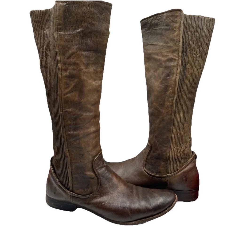 Frye 8 1/2 Melissa Scrunch Brown Riding Boots 77103